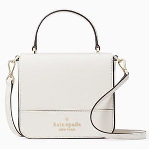 Kate Spade Staci Square Crossbody Saffiano Leather Parchment